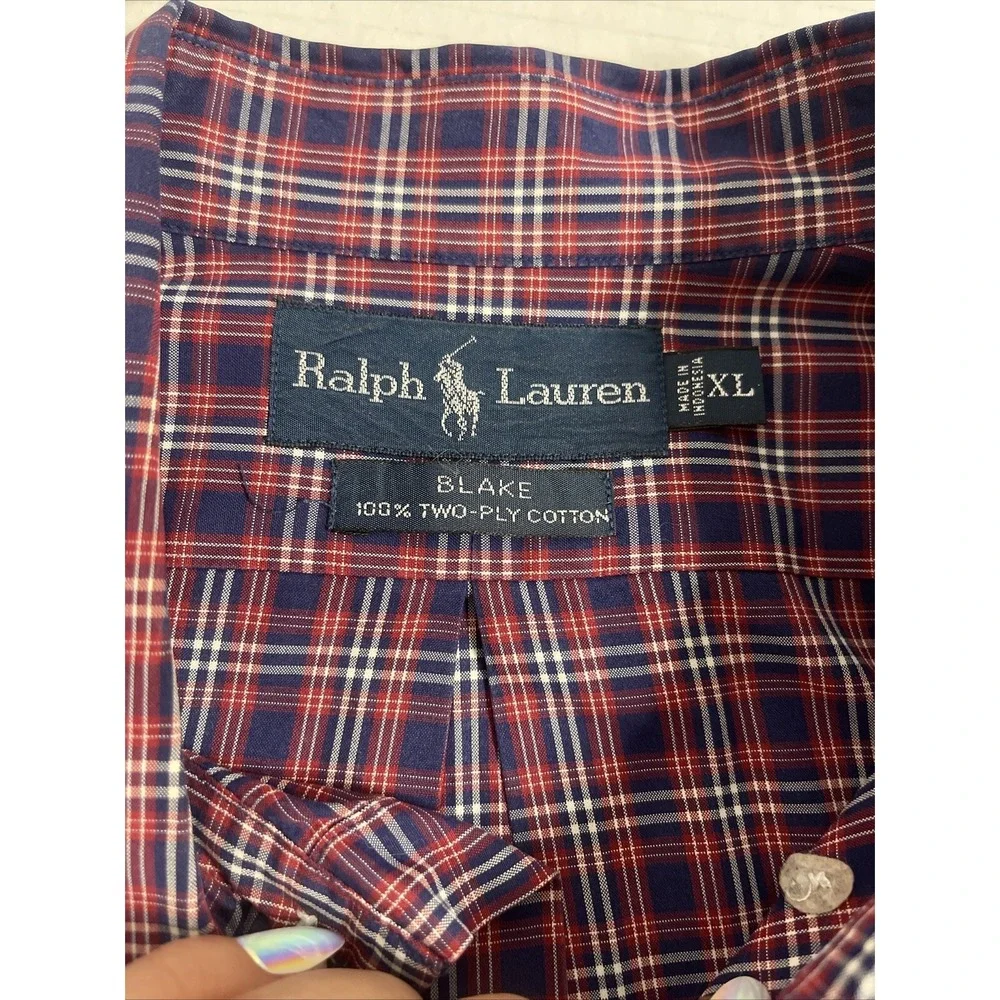 Polo Ralph Lauren Men's Blake Button Up Long Sleeve Red & Blue Plaid Sz XL